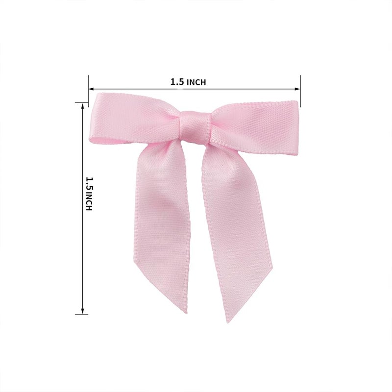 7Rainbows 50pcs Boutique 1.5" Pink Satin Ribbon Mini Bows for Craft Sewing Scrapbooking Wedding and Gift Wrapping - Image 2